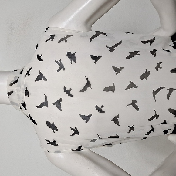 Sweet Rain Black White Bird Novelty Print Pockets Tie Neck Summer Romper Size M - Picture 9 of 13